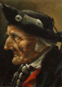 Bildnismaler des 20. Jh. "Portait eines Mannes", Brustbild eines alten Mannes mit Hut, den Kopf ins