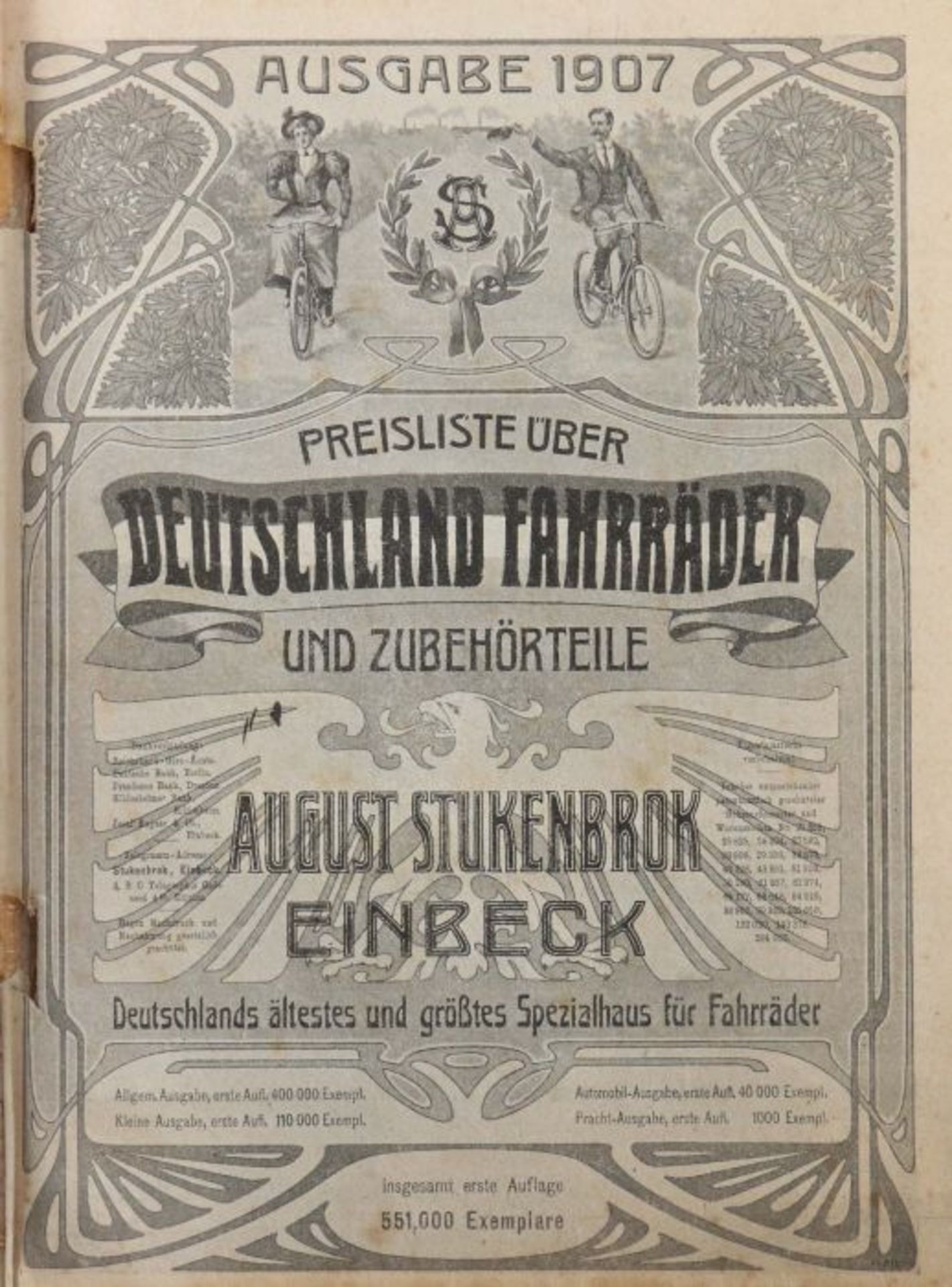 Warenkatalog August Stukenbrok, Einbeck 1907, Katalog mit zahlr. Abb., u.a. Fahrräder, - Bild 2 aus 3