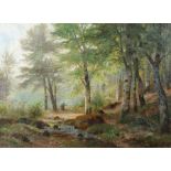 Arnegger, Alois Wien 1879 - 1963 Wien, österreichischer Maler. "Waldlandschaft" mit einem Bachlauf