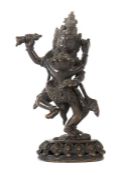 Vajradhara im YabYum Nepal/Tibet, 19./20. Jh., Bronze/dunkel patiniert, vollplastische Darstellung