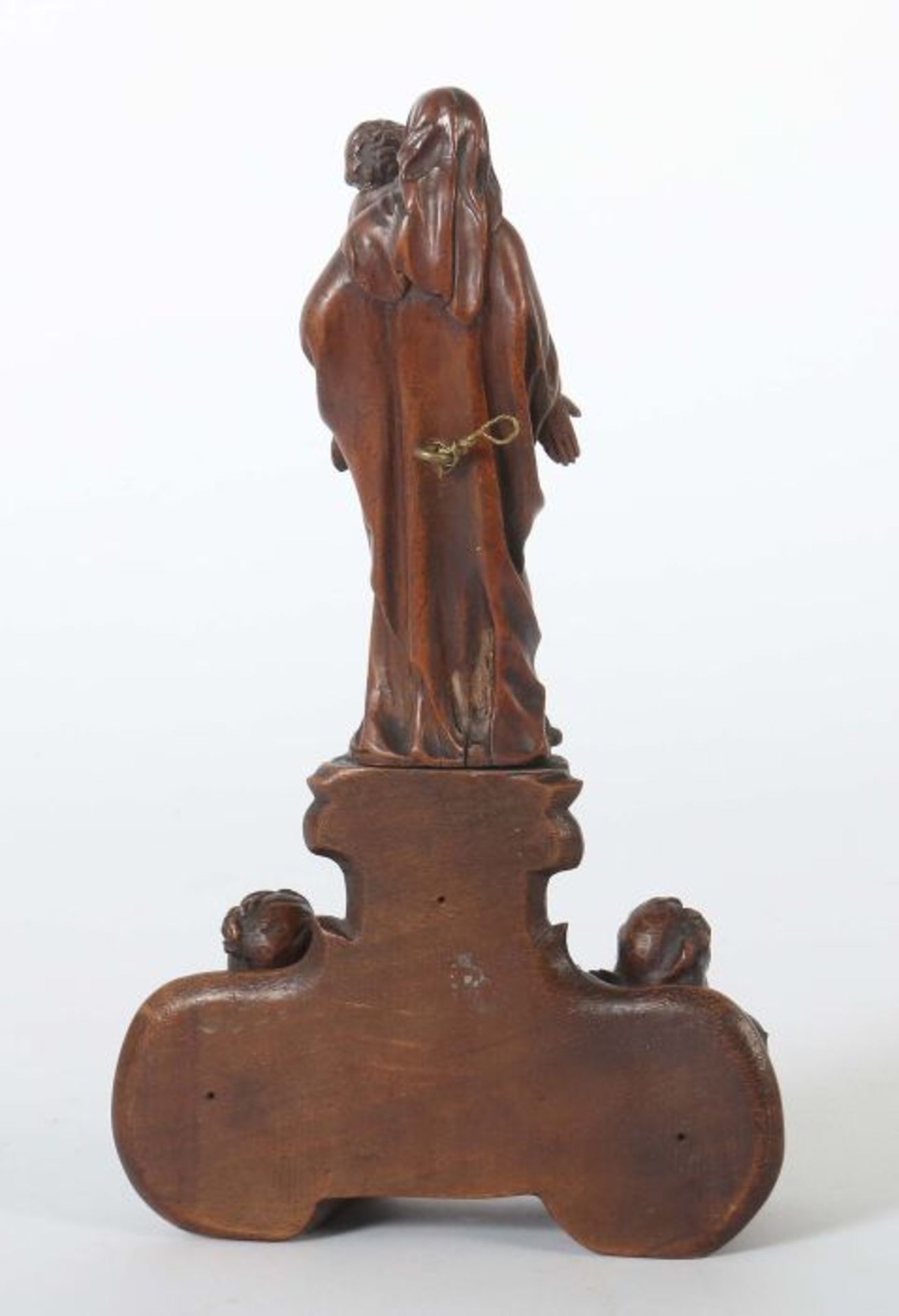 Bildschnitzer des 17. Jh. Süddeutsch, "Madonna mit Kind", Buxbaum geschnitzt, vollplastische Figur - Bild 4 aus 4