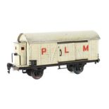 Kühlwagen Märklin, Spur 1, BZ 1931-1936, weiß HL, mit Bremserhaus, mit Aufschrift "PLM", L: 27,5