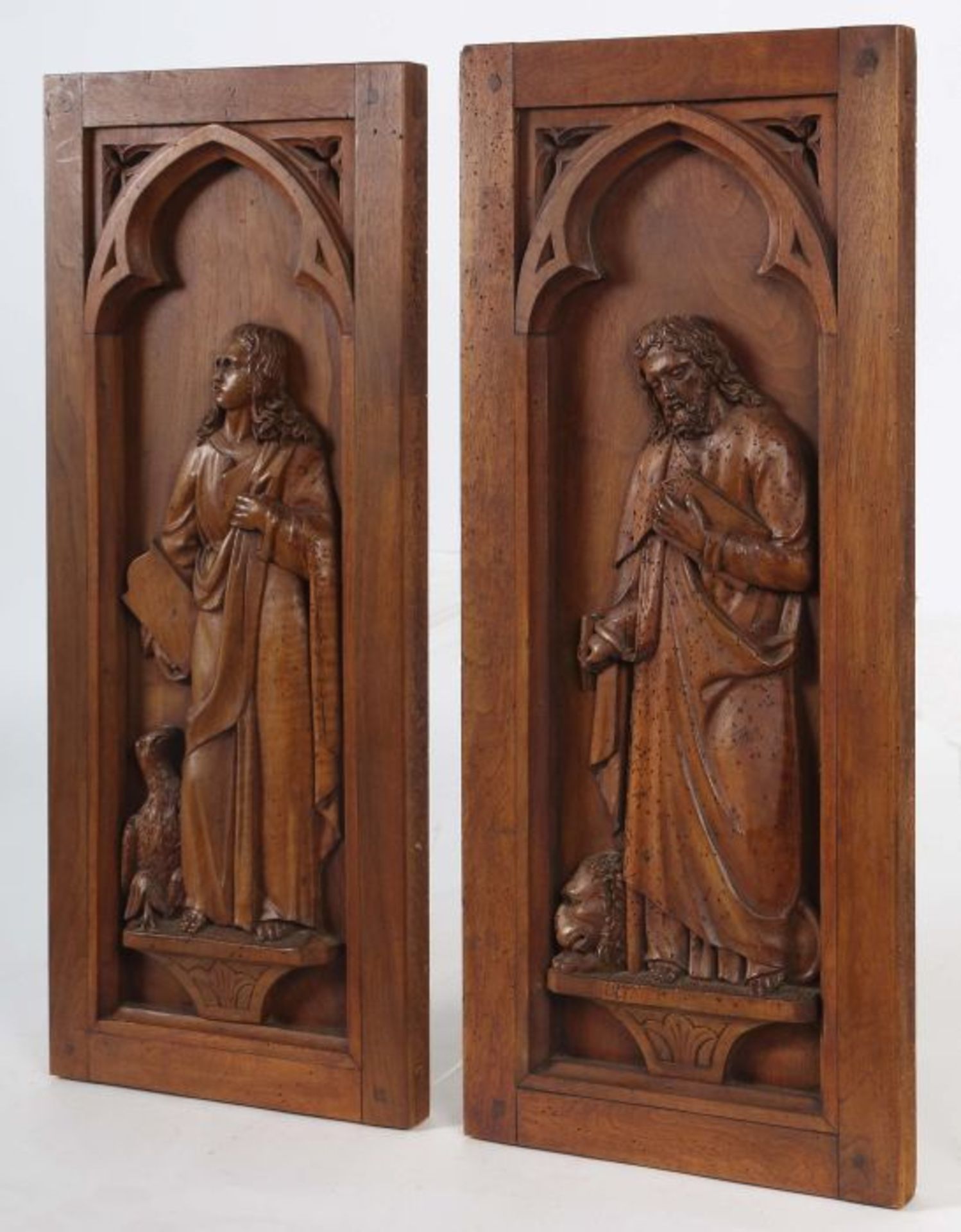 Bildschnitzer des 19./20. Jh. Zwei Heiligendarstellungen: "Hl. Markus" und "Hl. Johannes", Holz - Bild 2 aus 2