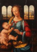 Maler/Kopist des 19./20. Jh. "Madonna mit der Nelke", Frontaldarstellung der Heiligen Jungfrau mit