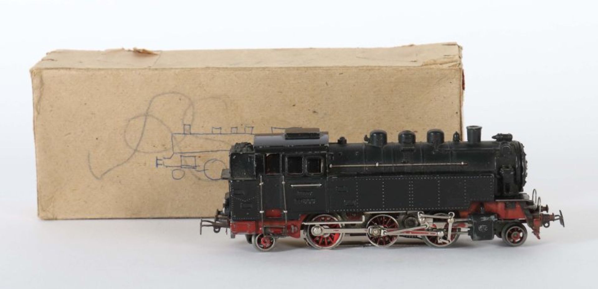 Tenderlok Märklin, Spur H0, TP 800/2, BZ 1949, Guss, schwarz, dunkelrotes Fahrgestell, Steckbirnen - Bild 2 aus 2