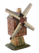 Windmühle Ernst Plank, Antriebsmodell 1016, um ca. 1915-20, Blech Handlack, Haus m. Mühlenrad,