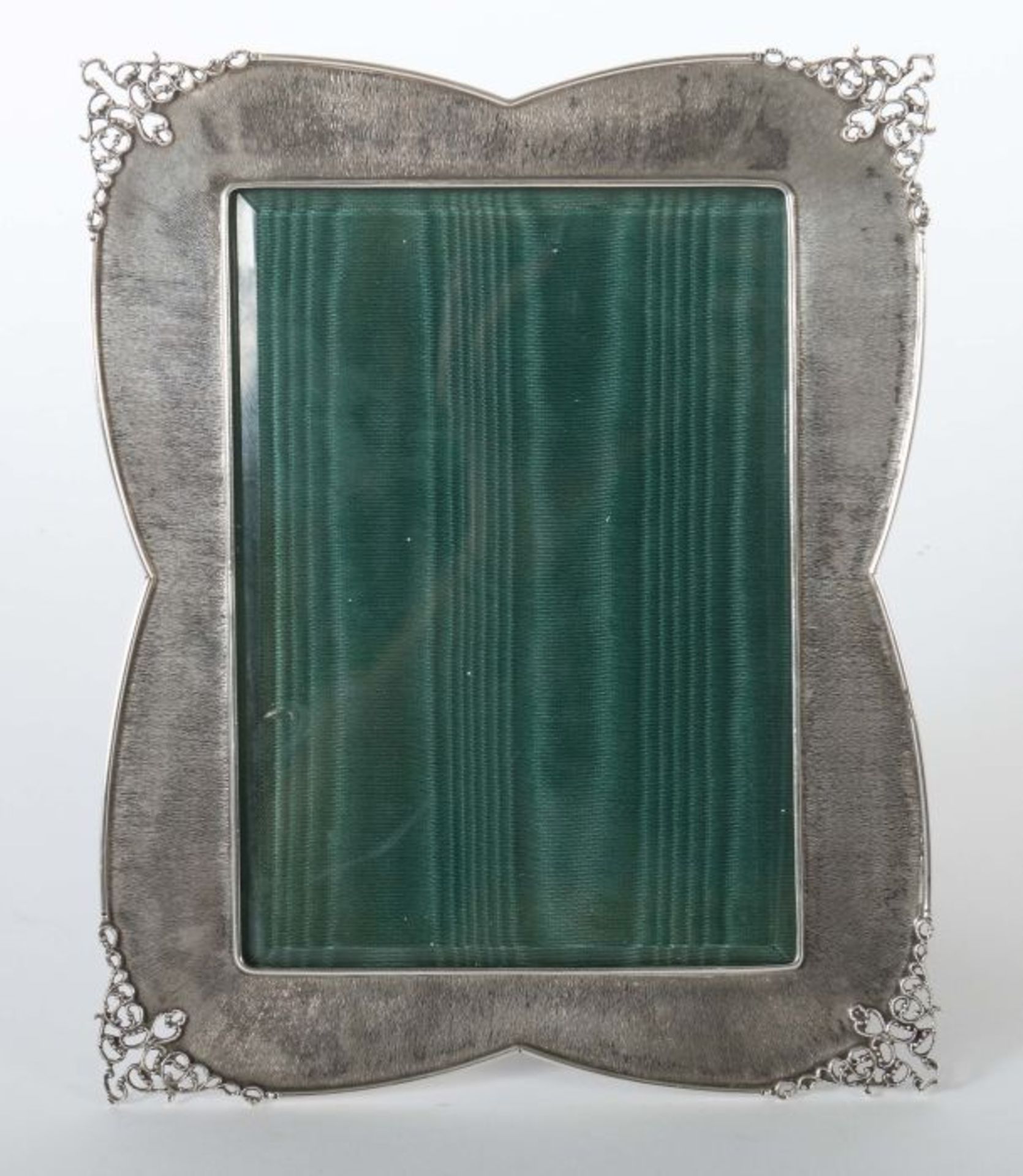 Stellrahmen 1. Drittel 20. Jh., Silber 800/Glas, ca. 167 g (Silber), rechteckige geschwungene Form