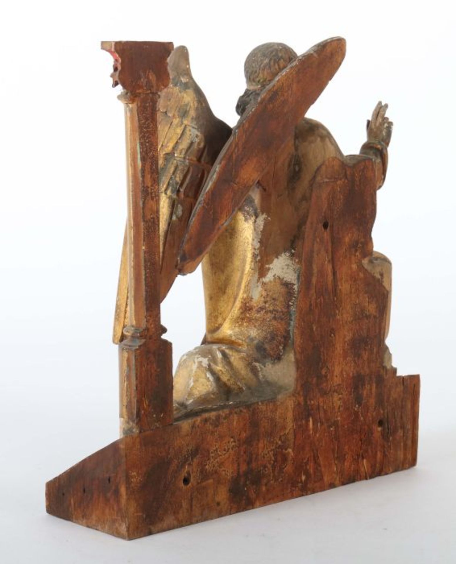 Bildschnitzer des 19./20. Jh. "Erzengel Gabriel", Holz geschnitzt, polychrom gefasst, - Bild 3 aus 3