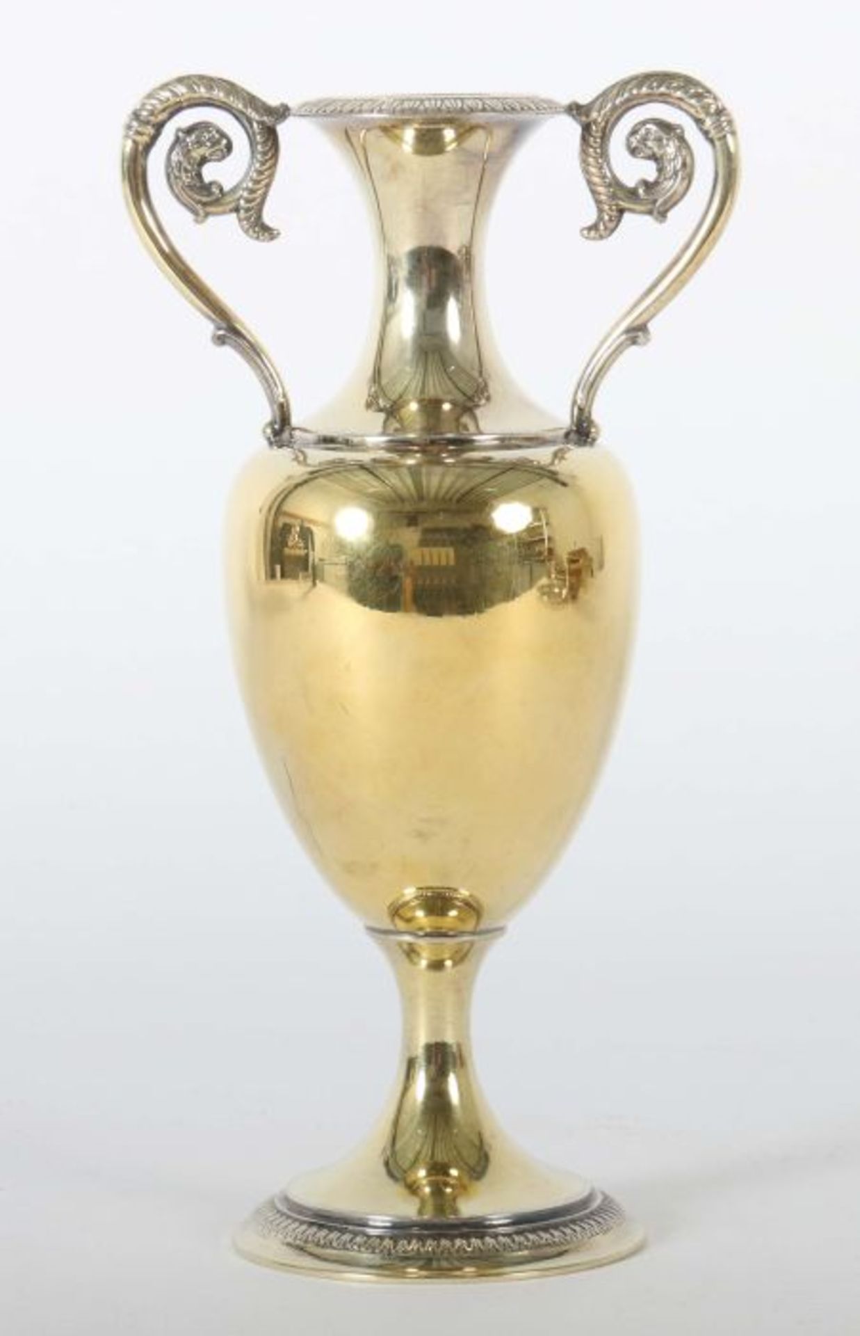 Amphorenvase Bruckmann & Söhne, Heilbronn, 1. Drittel 20. Jh., Silber 925 vergoldet, ca. 400 g,
