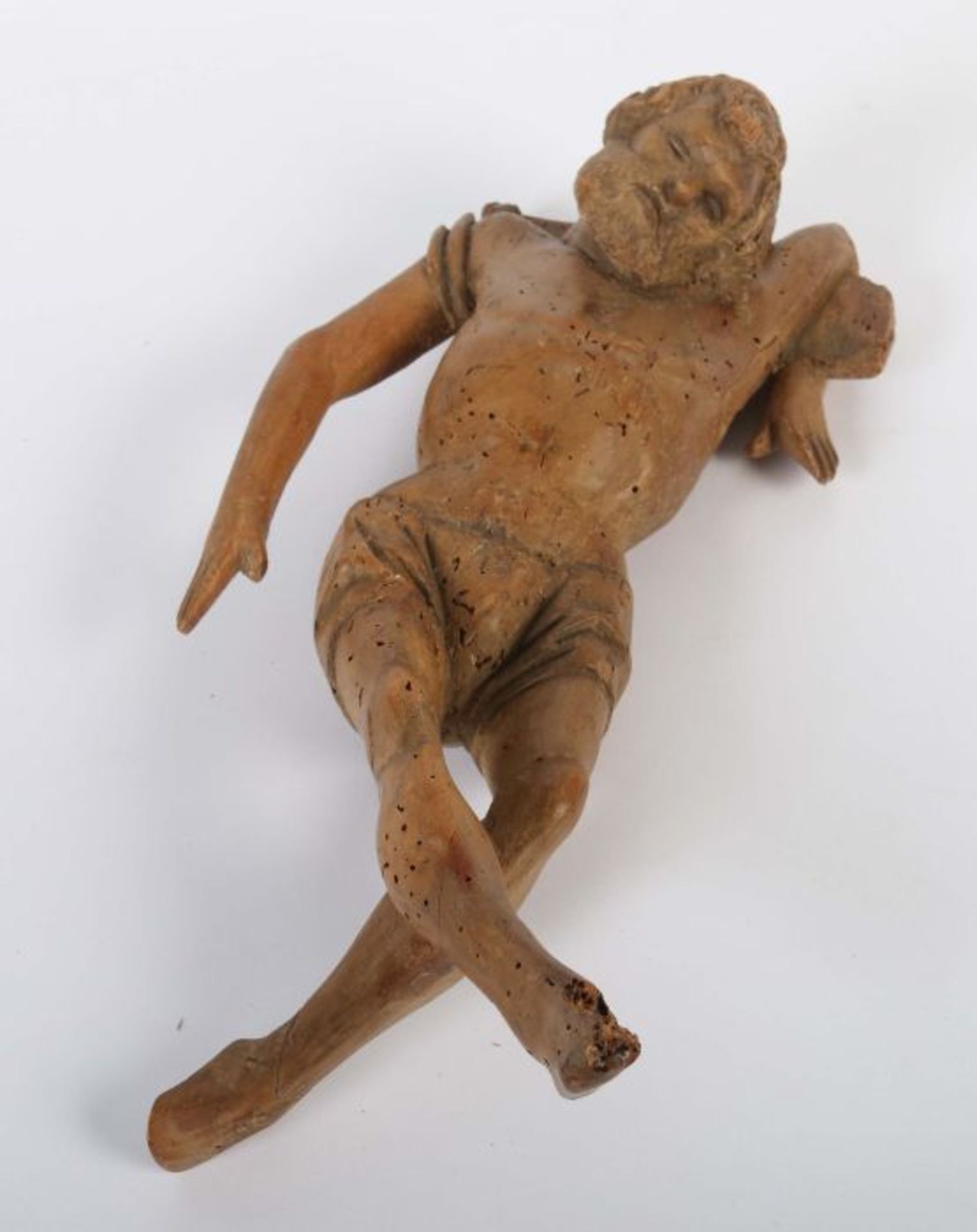 Bildschnitzer des 17. Jh. "Gestas", Holz geschnitzt, dreiviertelplastische Figur des Schächers aus - Bild 2 aus 2