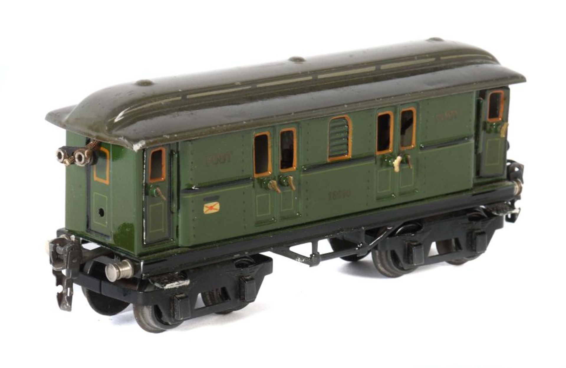 Postwagen Märklin, Spur 0, grün HL, Aufschrift "Post", 4 Türen zum Öffnen, BZ 1929-33, L: 21,5 c