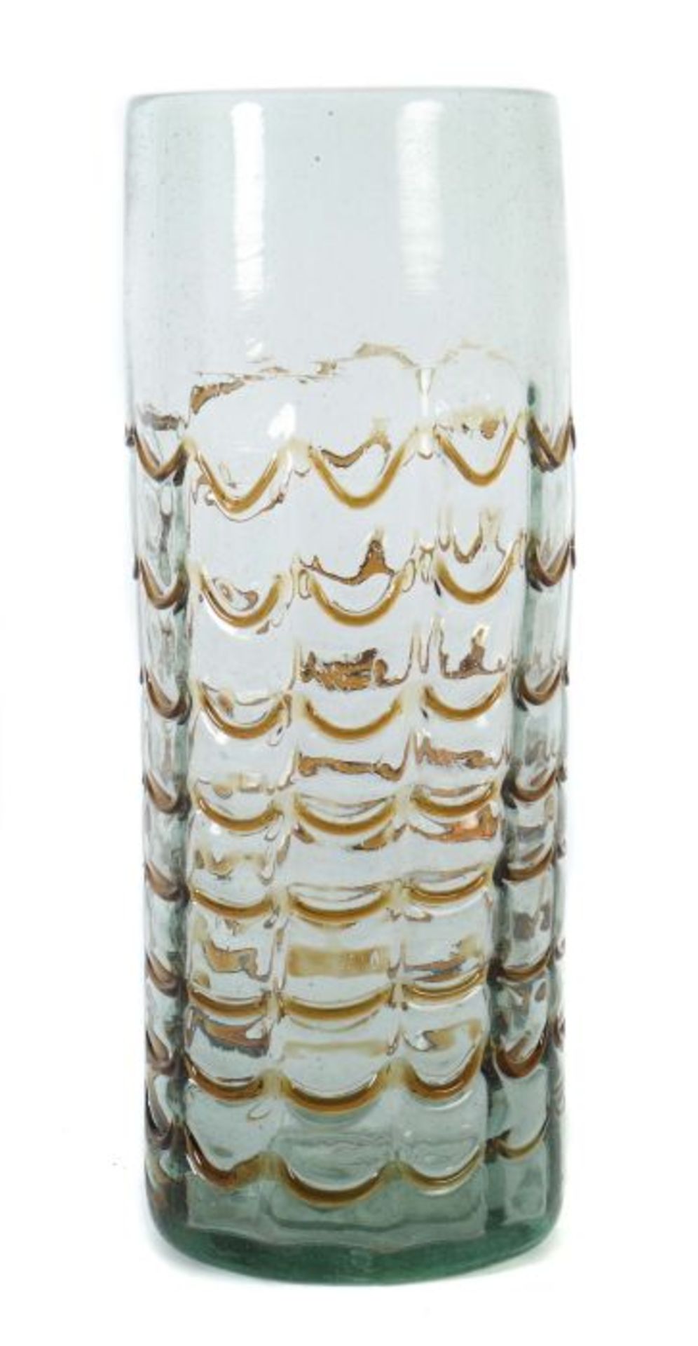 Großes Stangenglas Wohl 19. Jh., grünstichiges, blasiges Glas mit leicht hochgestochenem Boden und