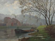 Barnoin, Henri Alphonse Paris 1882 - 1940 ebenda, französischer Maler. "Flusslandschaft mit Barke"