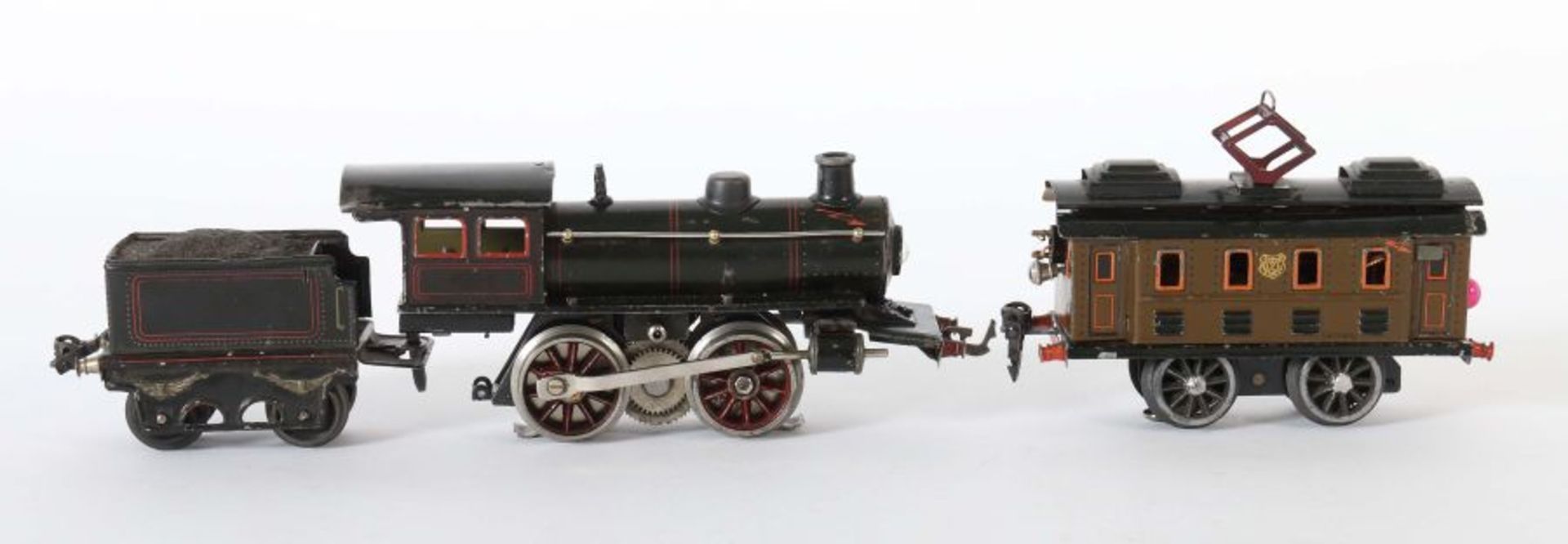 2 Loks Märklin, Spur 0, 1 x 20-Volt-Dampflok m. Tender 0/35, R 13040, schwarz CL, BZ 1926-31, ohne - Bild 2 aus 2