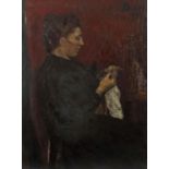 Breyer, Robert Stuttgart 1866 - 1941 Bensheim, deutscher Maler und Zeichner. "Häkelnde Dame",
