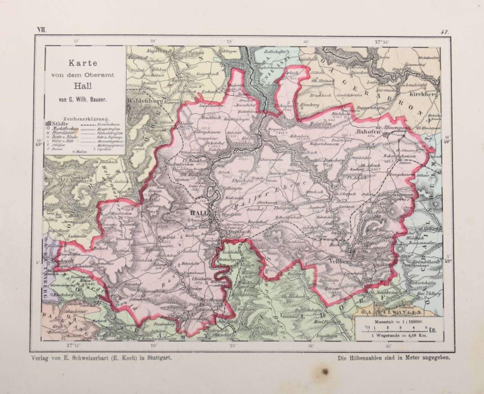 Bauser, G. Wilhelm (bearb.) Hand-Atlas des Königreichs Württemberg in 63 Blättern, Stuttgart, - Bild 6 aus 7