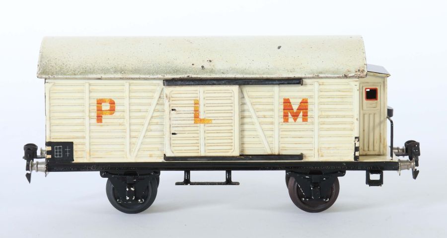 Kühlwagen Märklin, Spur 1, BZ 1931-1936, weiß HL, mit Bremserhaus, mit Aufschrift "PLM", L: 27,5 - Image 2 of 3