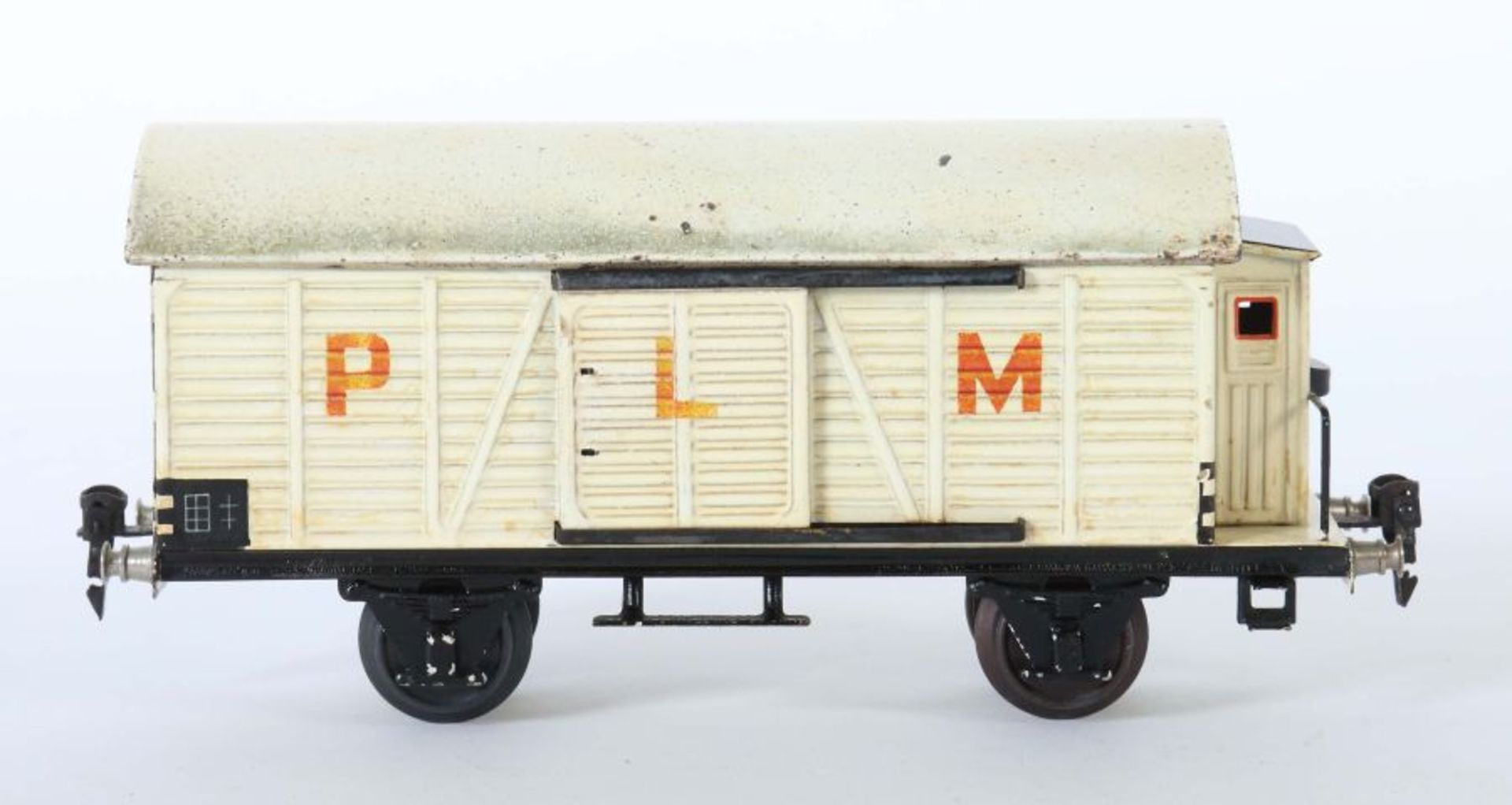 Kühlwagen Märklin, Spur 1, BZ 1931-1936, weiß HL, mit Bremserhaus, mit Aufschrift "PLM", L: 27,5 - Bild 2 aus 3