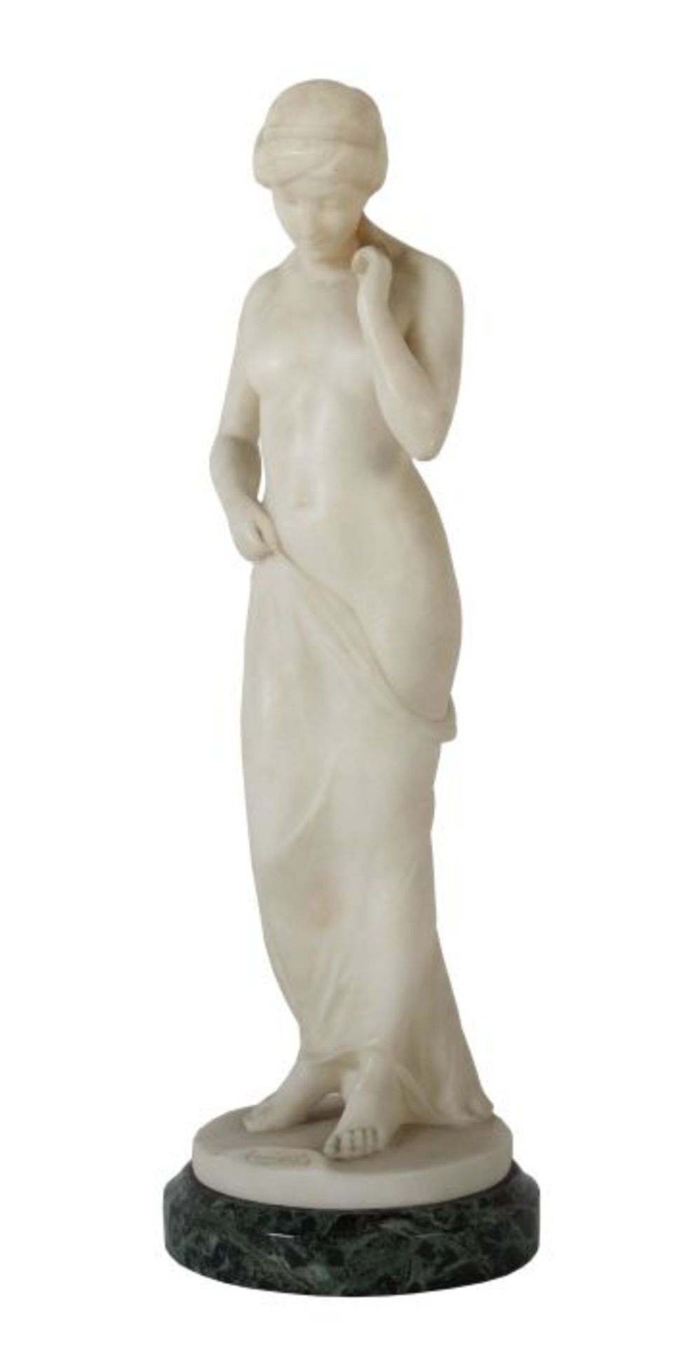 Bildhauer des 19./20. Jh. "Nach dem Bade", Alabaster, vollplastische Figur eines stehenden