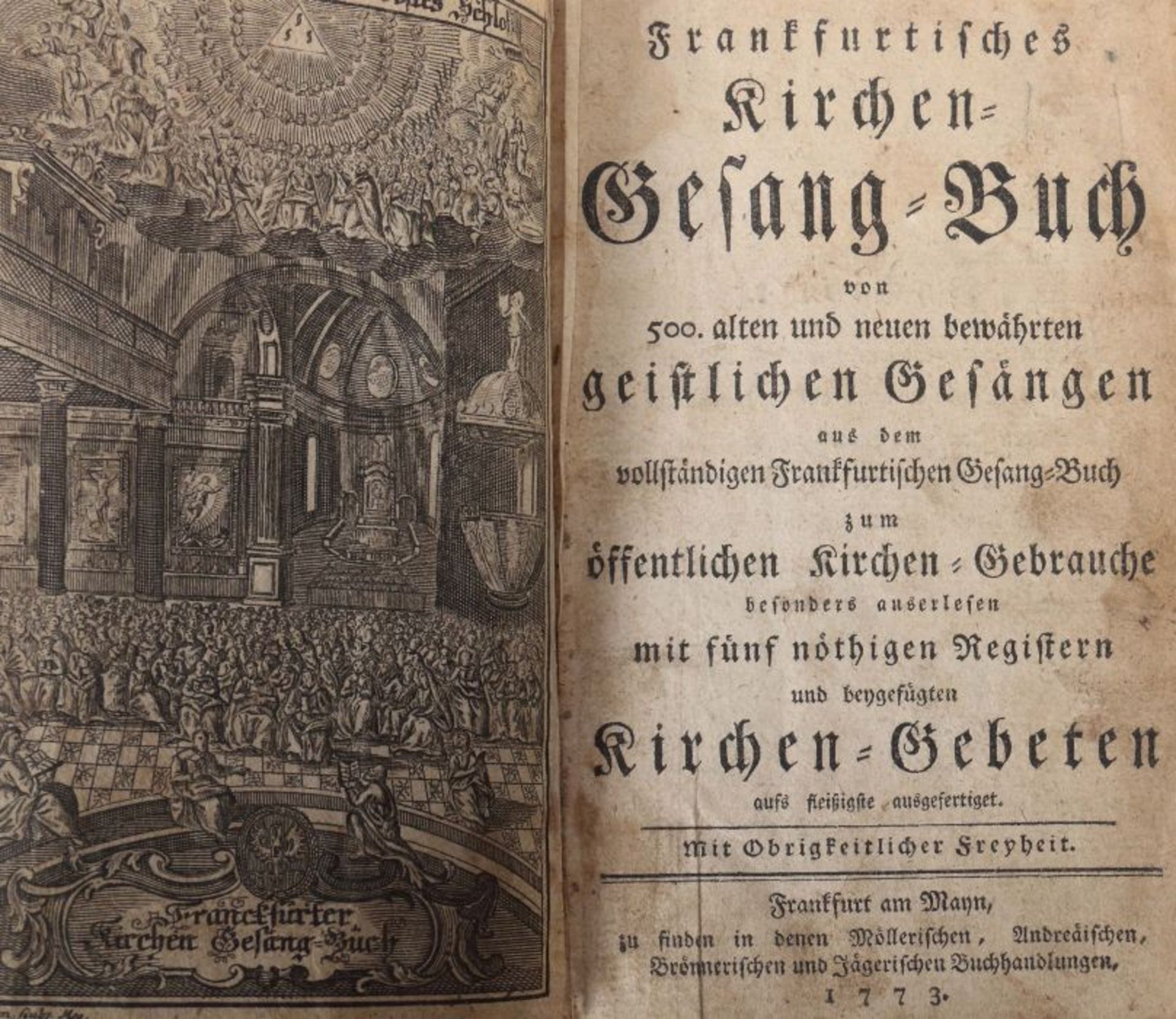 Frankfurtisches Kirchen-Gesang-Buch von 500. alten und neuen bewährten geistlichen Gesängen aus de - Bild 2 aus 3