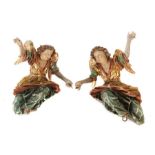 Barocker Bildschnitzer des 18. Jh Wohl süddeutsch, "Paar schwebende Engel", Holz geschnitzt,