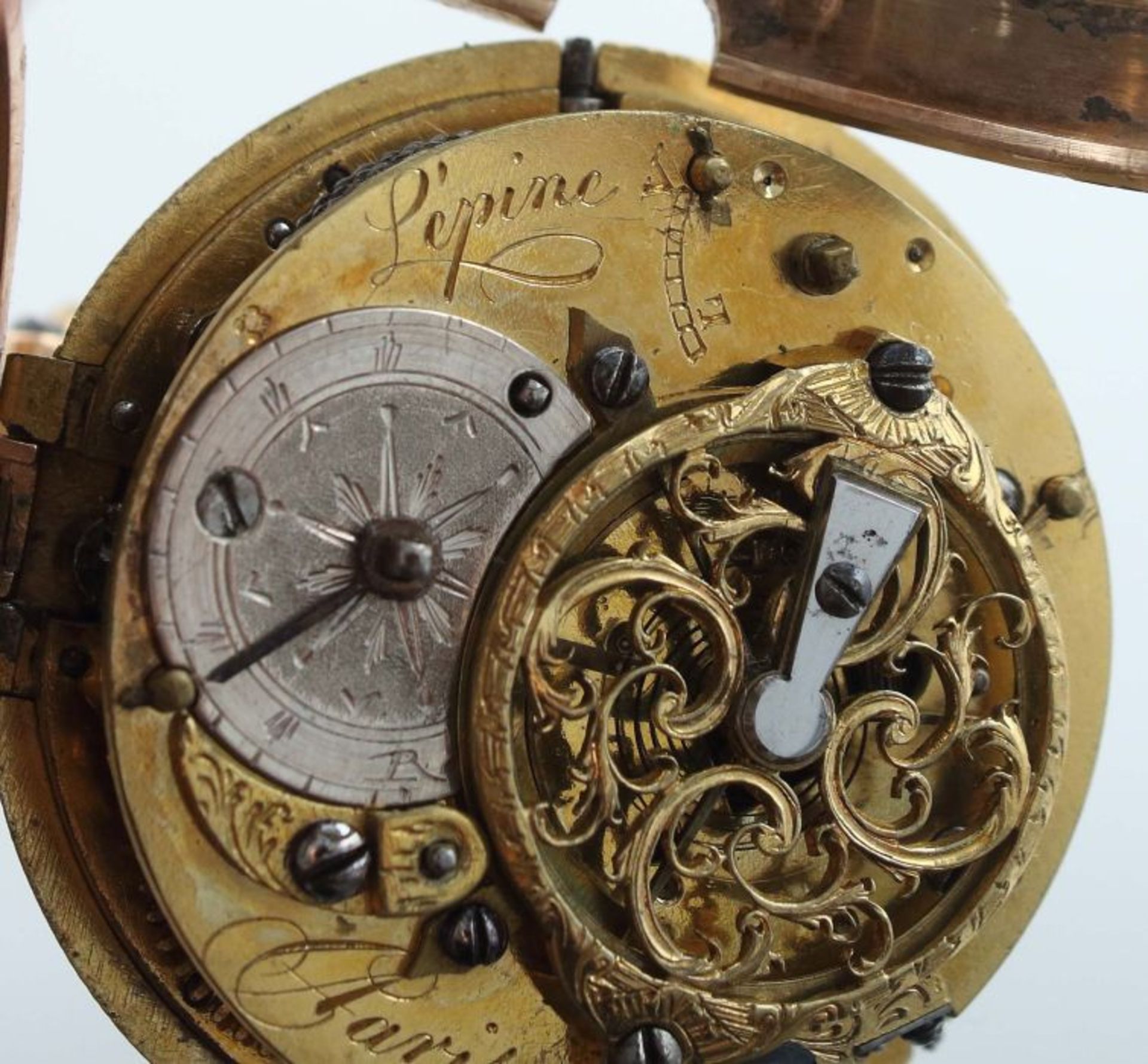 Emaille-Spindeltaschenuhr mit Viertelstunden-Repetition Paris, Jean Antoine Lepine (Paris, 1720 - - Bild 5 aus 7