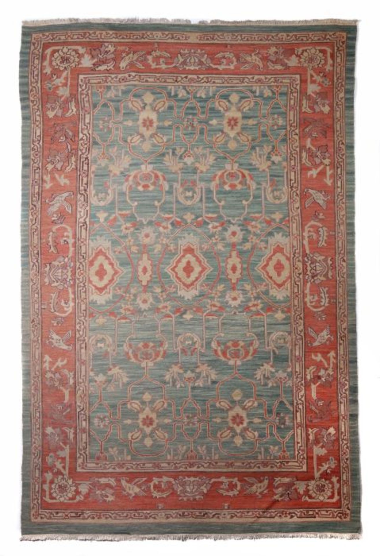 "Arts & Crafts" Teppich Indien, um 1910, Wolle auf Wolle in sog. Kashmiri-Stitch, bei dieser