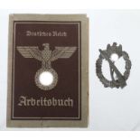 Orden, Urkunde und Arbeitsbuch 3. Reich, 1 x Infanterie-Sturmabzeichen in Silber, Feinzink, ohne