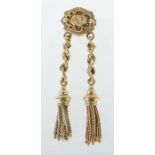 Halsband-Behang 19. Jh., Gelbgold 585, großer Schieber mit filigranem aufgelegtem Dekor,