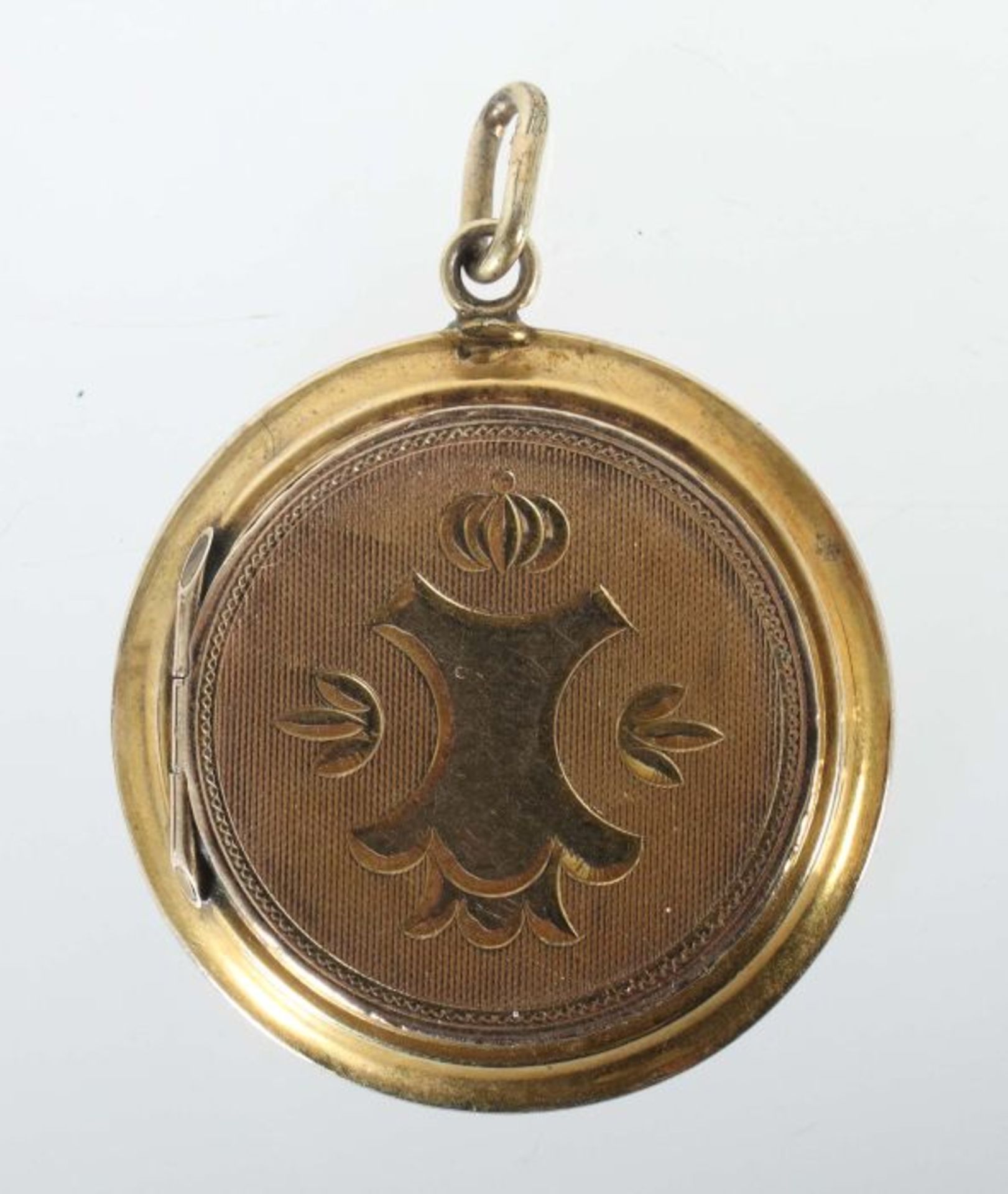 Medaillon 2. Hälfte 19. Jh., Schaumgold, rundes Medaillon, beidseitig scharnierte Deckel, diese mit - Bild 2 aus 2