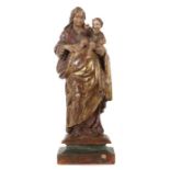 Bildschnitzer des 19. Jh. "Madonna mit Kind", Holz geschnitzt, polychrom gefasst, vollplastische