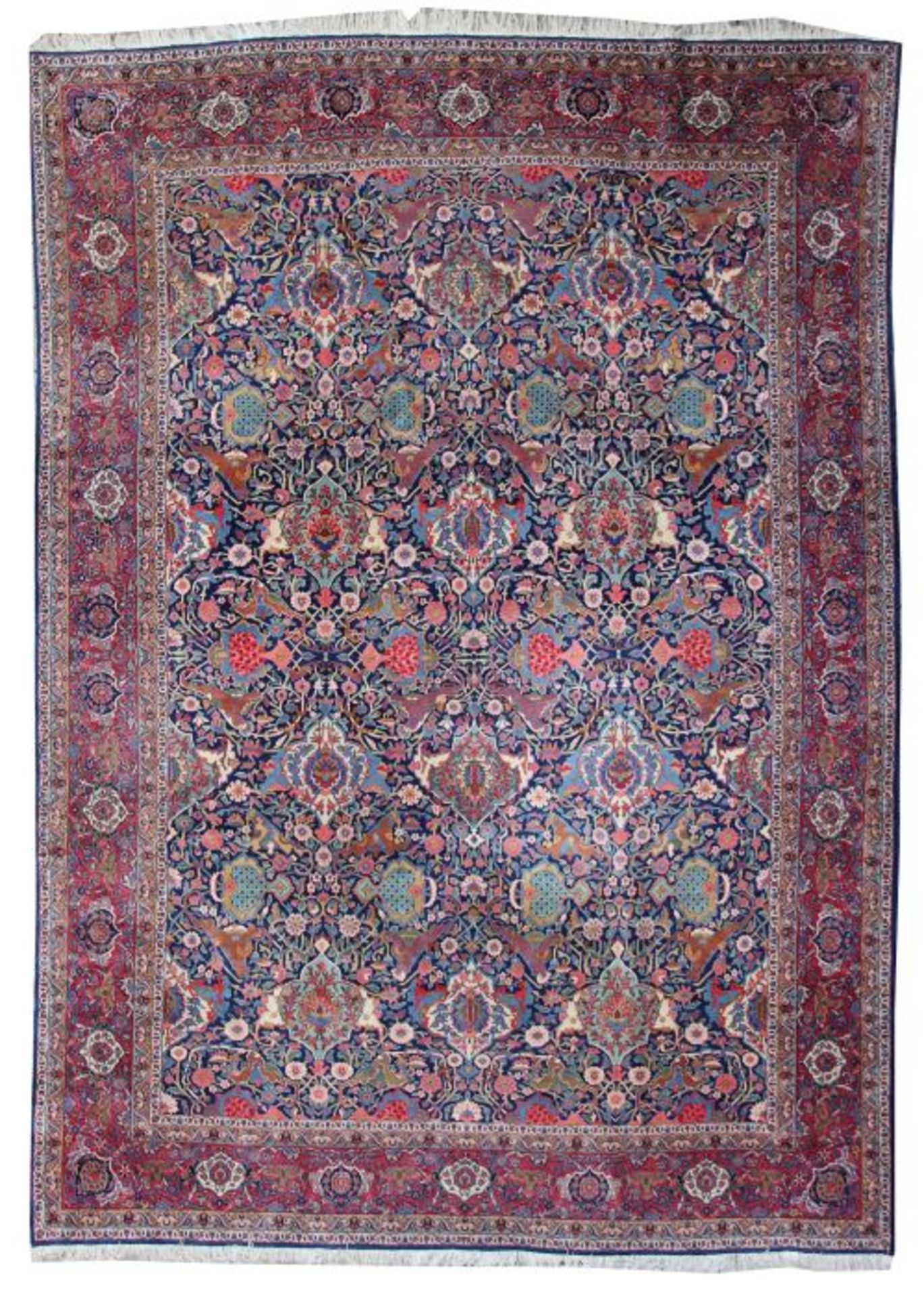 Kashan durchgemustert Persien, 2. Hälfte 20. Jh., Wolle auf Baumwolle, das blaue Innenfeld