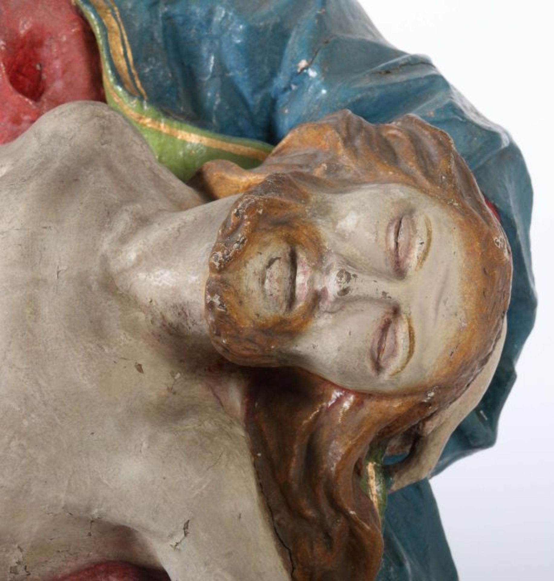 Bildschnitzer des 19./20. Jh. "Pietà", polychrom gefasst, dreiviertelplastische Darstellung der - Bild 4 aus 6