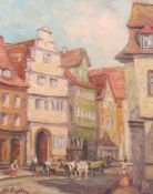 Stieglitz, Otto 1912 - 1991, Maler in Bad Cannstatt. "Alt Cannstatt, in der Vorstadt Brücken