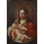 Maler des 18. Jh. "Maria lactans", Darstellung der stillenden Muttergottes, vor neutralem