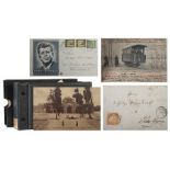 Kleine Postkarten-Sammlung mit ca. 10 handgeschriebenen Briefen um ca. 1900, ca. 55 Postkarten