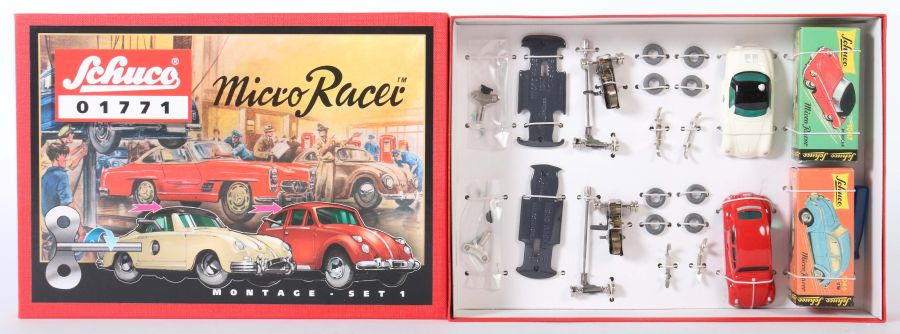 2 Bausatz-Autos Schuco, Micro Racer 01771, Montage-Set I, 2 Replika-Modelle als Bausatz, 1 VW-Käfer