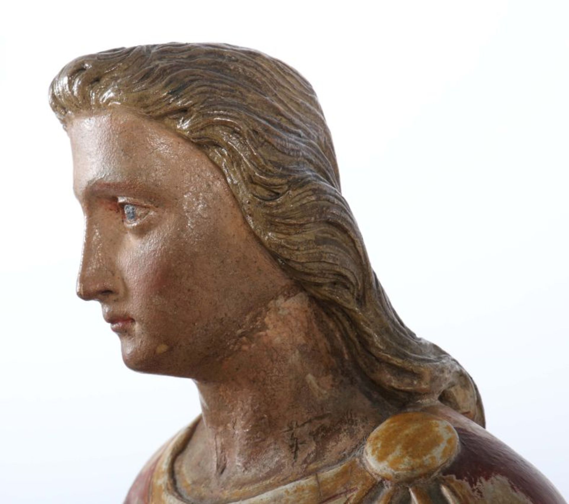 Bildhauer des 19./20. Jh. Zwei Evangelistenfiguren: "Johannes" und "Markus", Holz geschnitzt, - Bild 4 aus 5