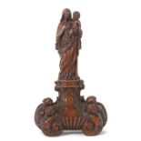 Bildschnitzer des 17. Jh. Süddeutsch, "Madonna mit Kind", Buxbaum geschnitzt, vollplastische Figur