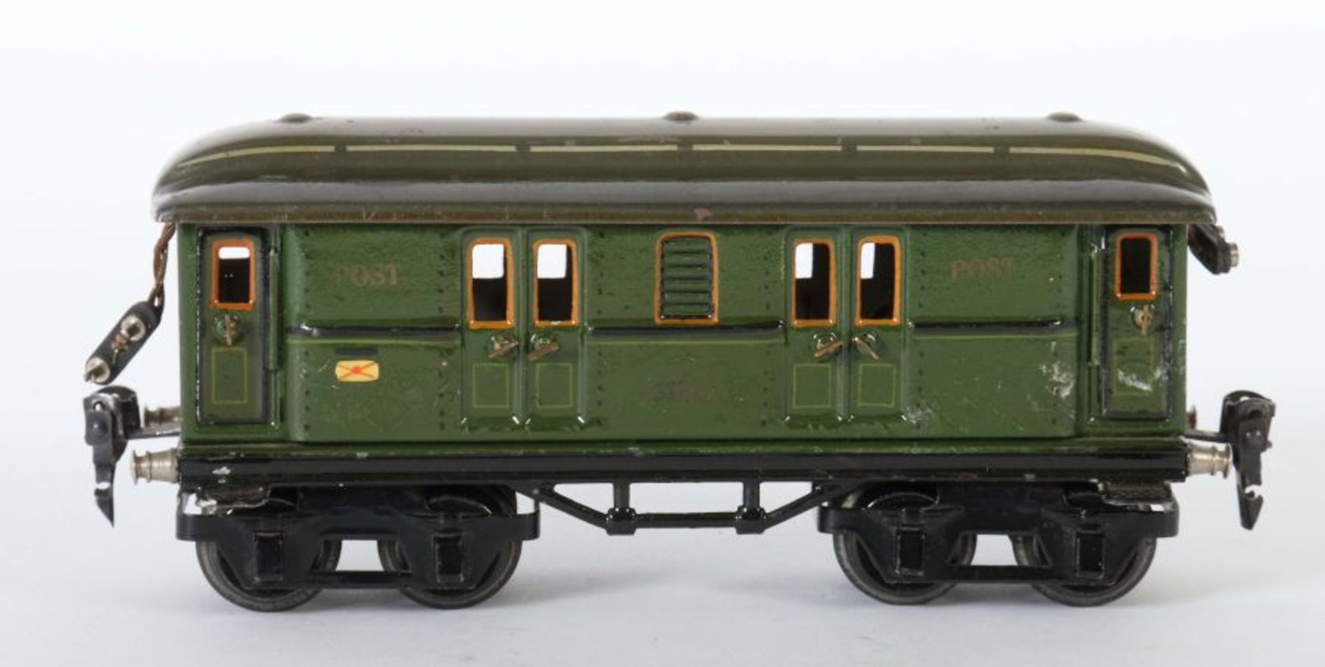 Postwagen Märklin, Spur 0, grün HL, Aufschrift "Post", 4 Türen zum Öffnen, BZ 1929-33, L: 21,5 c - Bild 2 aus 2