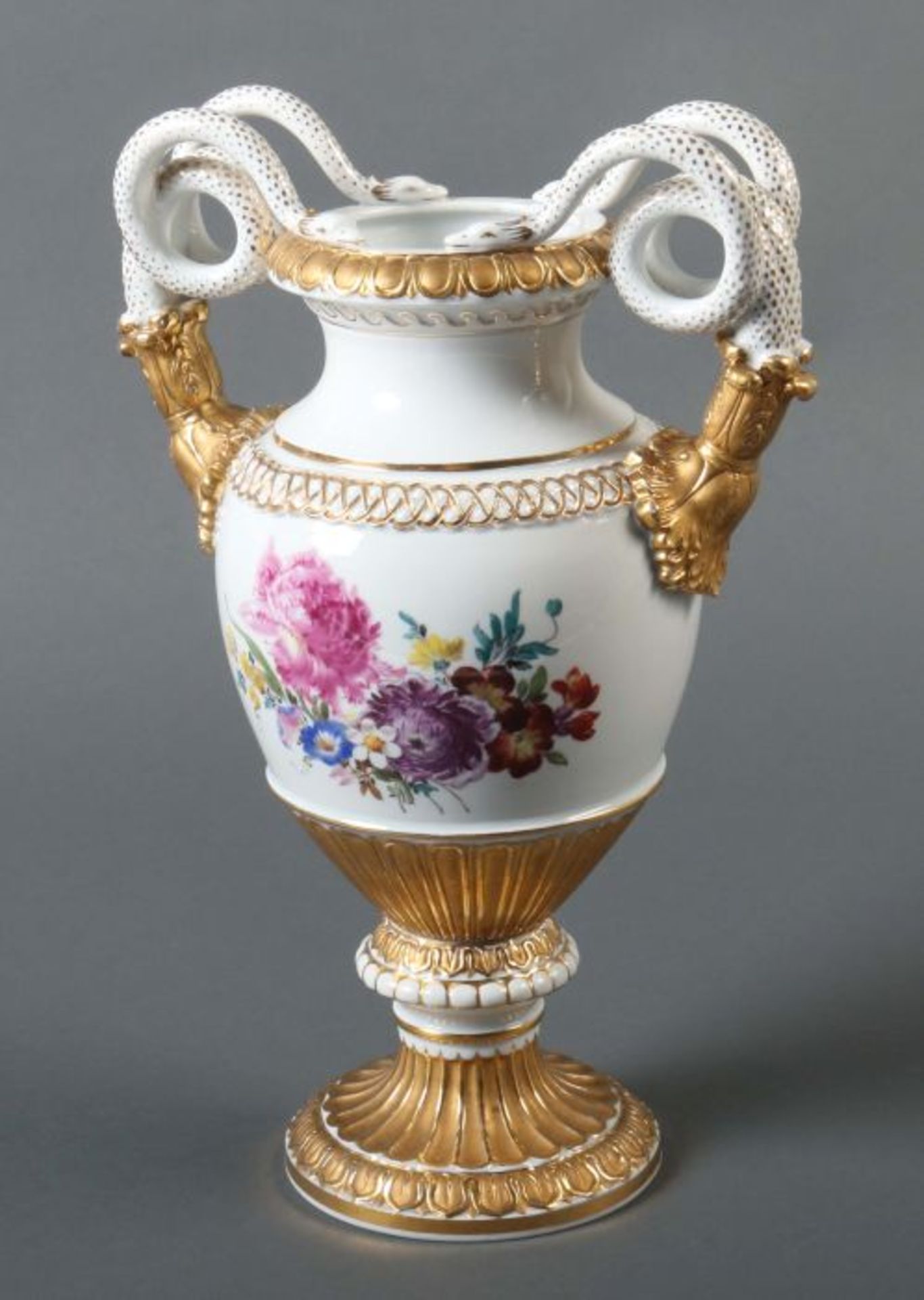 Leuteritz, Ernst August 1818-1893, Bildhauer. Große Schlangenhenkelvase, E: 1861, A: Meissen, 1924- - Bild 2 aus 3