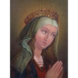 Maler des 19. Jh. "Betende Maria", Brustbildnis der bekrönten heiligen Jungfrau mit zum Gebet