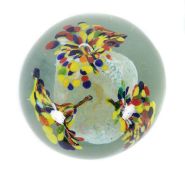 Paperweight Wohl Deutschland oder Italien, 20. Jh., farbloses Glas in runder Form mit plan