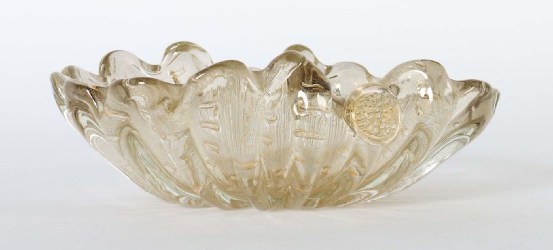 Schale "Cordonato d'Oro" Murano, Barovier & Toso, um 1950, farbloses, dickwandiges Glas, - Bild 3 aus 3