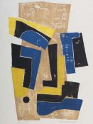 Wildemann, Heinrich 1904 - 1964. "Ohne Titel", abstrakte Farbkomposition in Blau, Gelb und Schwarz,