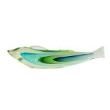 Sommerso-Fisch Murano, dat. 1988, hellgrünes Glas, in drei verschiedenen Grün- und Blautönen