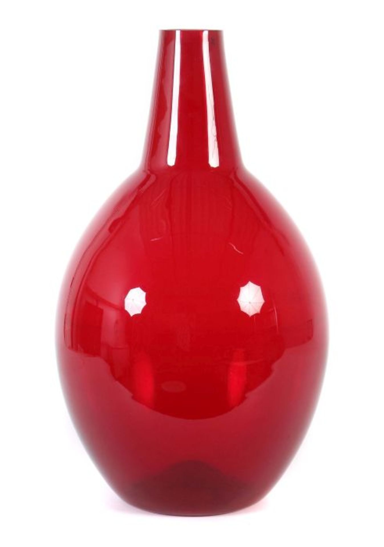 Bodenvase Wohl Deutschland, Schwäbisch Gmünd, Wiesenthalhütte, 1957-82, rotes Glas mit