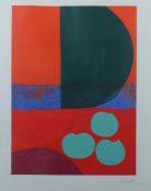 Grafiker des 20. Jh. "Abstrakte Komposition", Darstellung in Rot, Grün und Blau, unten rechts von