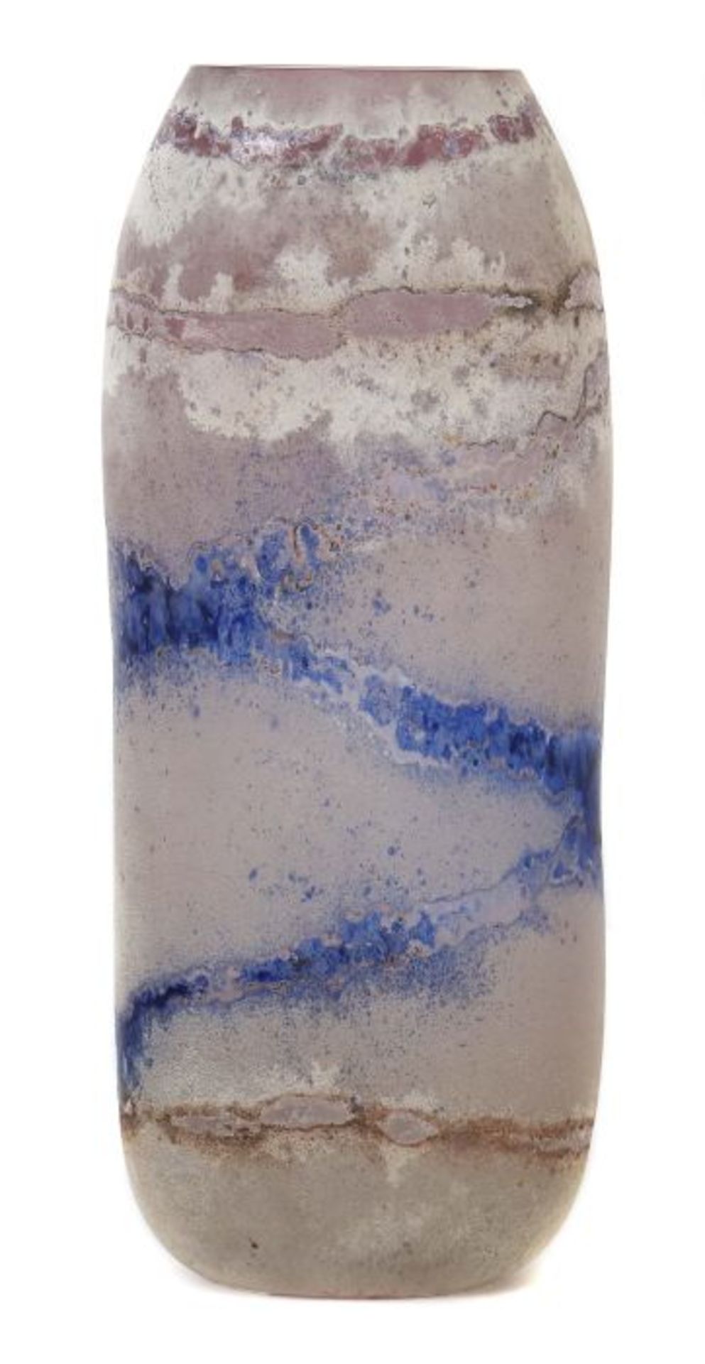 Große Vase "Scavo" Murano, wohl Vetreria Cenedese, um 1960, altrosafarbenes, dickwandiges Glas mit