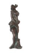 Bildhauer des 20. Jh. "Nach dem Bade", Bronze, vollplastische, stilisierte Figur einer jungen Frau,